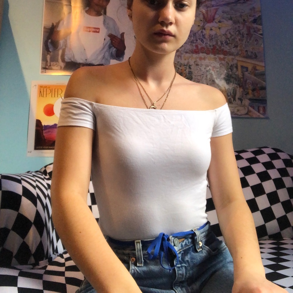 White Off Shoulder Crop Top